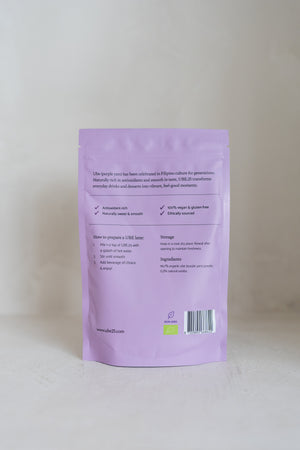 Ube poeder zakje achterkant  van ube.25